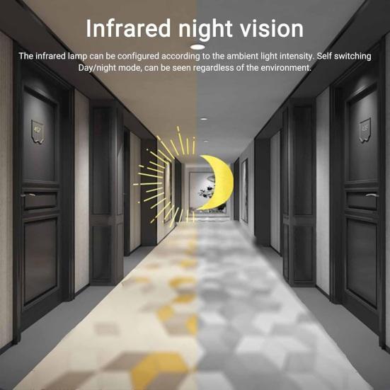 1 Set Wireless Door Bell with Receiver High Resolution Camera 2.4G WiFi Remote Video Visual Two-Way Audio Night Vision Cordless Security Doorbell