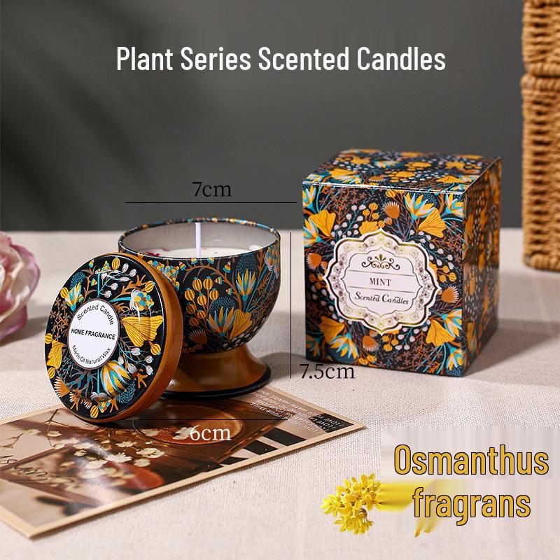 Tall Stem Soy Wax Aroma Candle in Tin - Smokeless Indoor Fragrance Gift