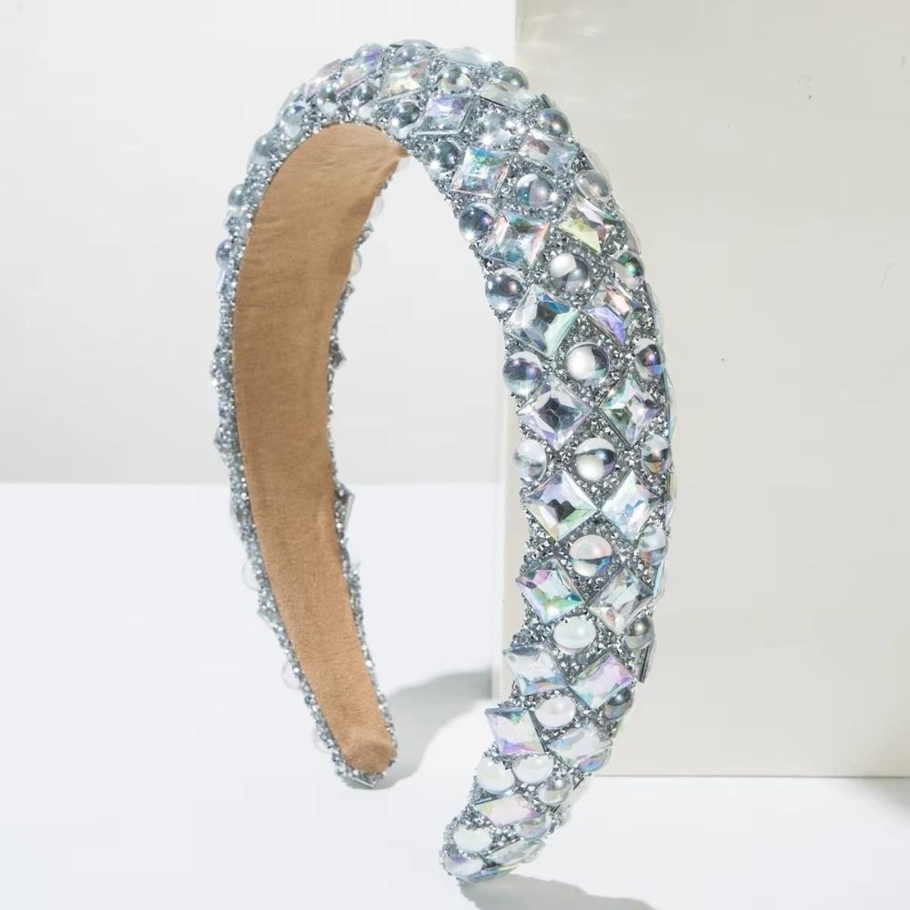 Korean Style Resin Pearl Headband Full Rhinestone Luxury Hairband For Women Gift