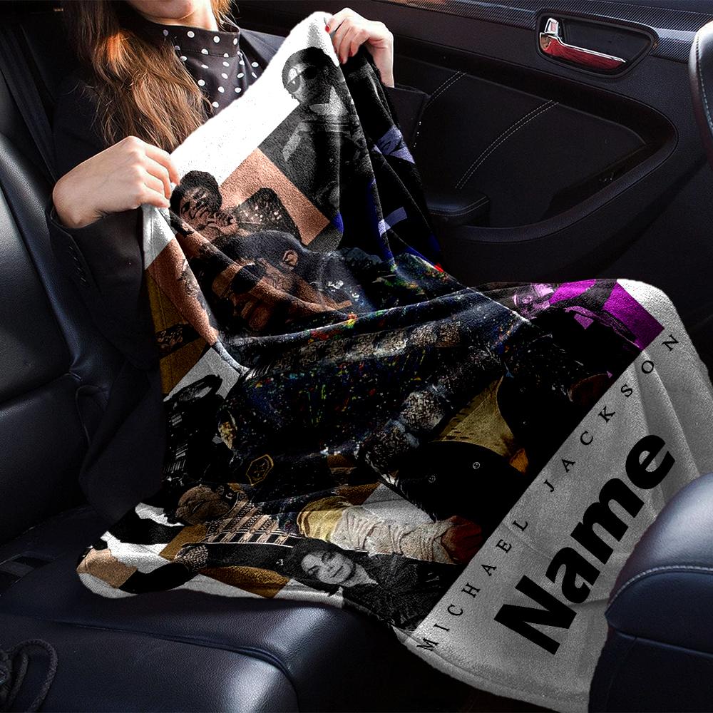 Custom Name Michael Jackson Theme Printed Blanket - Perfect for Couch, Bed, Travel & Outdoor Use | Machine Washable, Cozy & Durable.