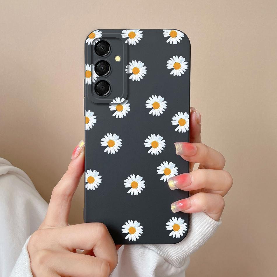 Case For Samsung M35 5G Colorful Flower Bumper For Galaxy M35 Soft Liquid Silicone Camera Protection Anti Choc Phone Back Cover