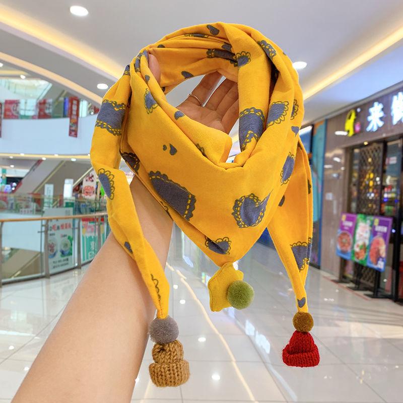 Хлопковый детский треугольный шарф, осенне-зимний теплый ветрозащитный шейный платок, детское полотенце, милый детский шарф с рисунком для мальчиков и девочек