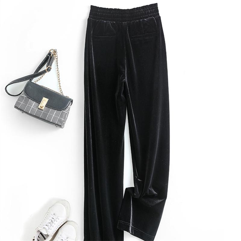 2022 Autumn Winter Casual High Waist Trousers Lady Velour Bell Bottom Vintage High StreetVelvetLong Pants Women Korean Stytle