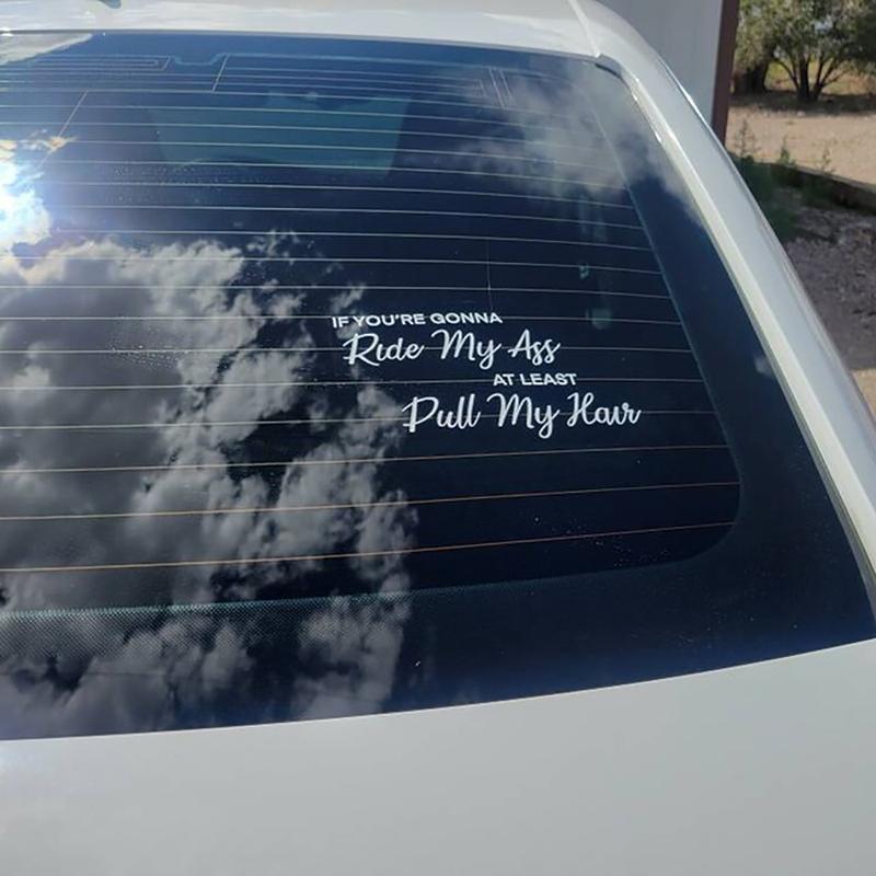 Funny Car Vinyl Decals And Stickers If You’re Going To Ride My Ass At Least Pull My Hair Die Cut Bumper Decor Accessories