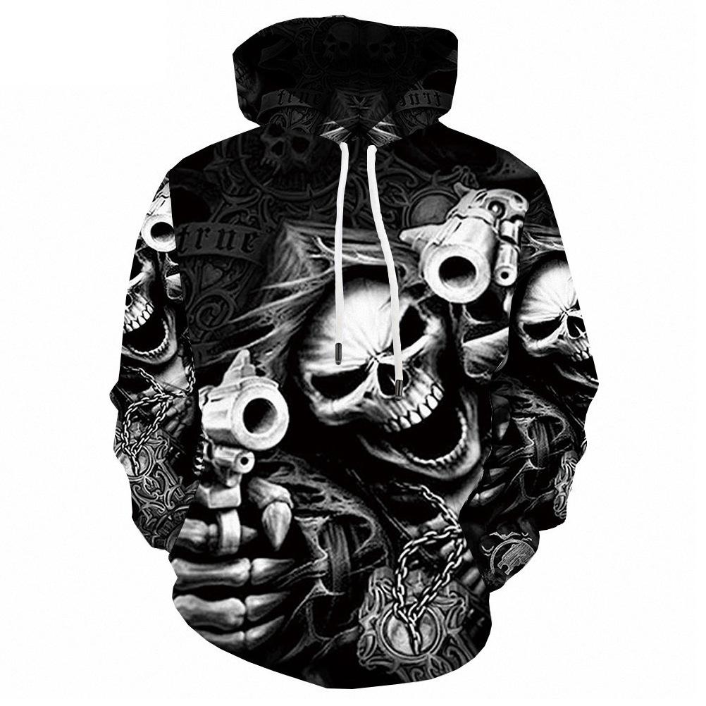 2023 Halloween 3D Digital Print Skull Pattern Hoodie Hoodie