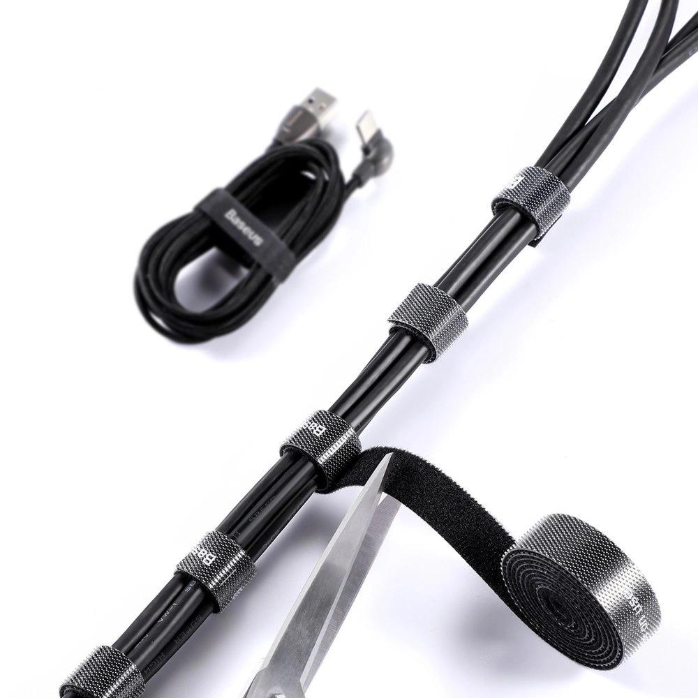 Baseus Rainbow Circle Hook And Loop Straps - Velcro Tape, Velcro Cable Organizer 3M Black (Acmgt-F01)