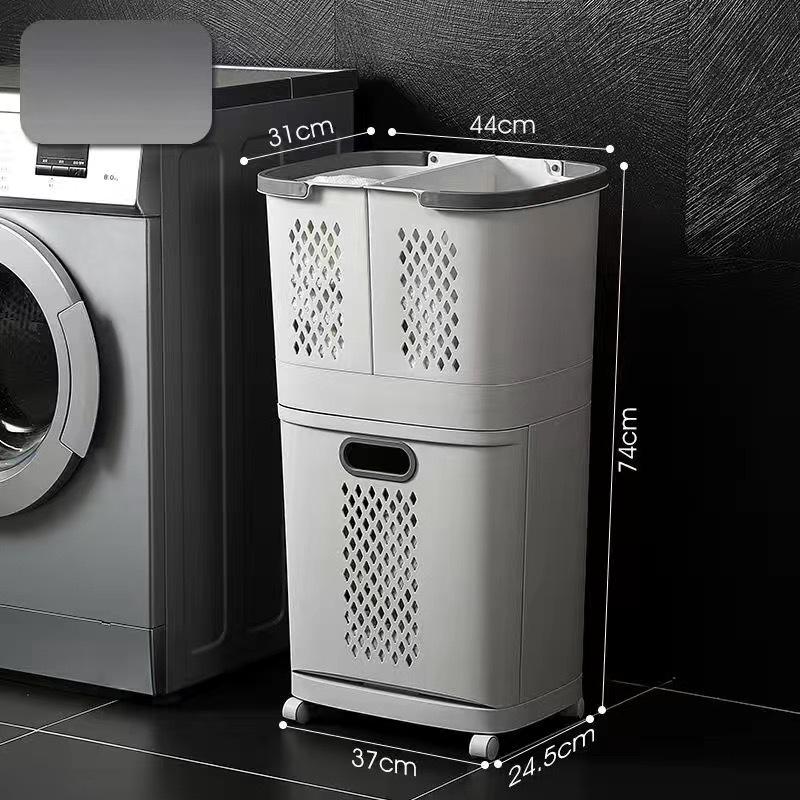 Съемная пластиковая корзина для белья. Многоцелевое напольное хранилище для ванной комнаты. Спальня. Прачечная. Организация и хранение белья в общежитии.
