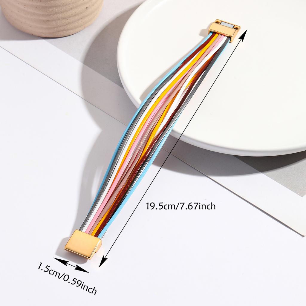 Colorful Bohemian Multi Layered Leather Wristband Jewelry Accessories Unisex Bracelet