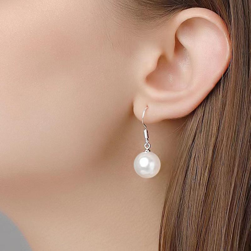 Простые белые круглые серьги-подвески с искусственным жемчугом для женщин, корейские модные цветные серьги-крючки, повседневная одежда, элегантные ювелирные изделия