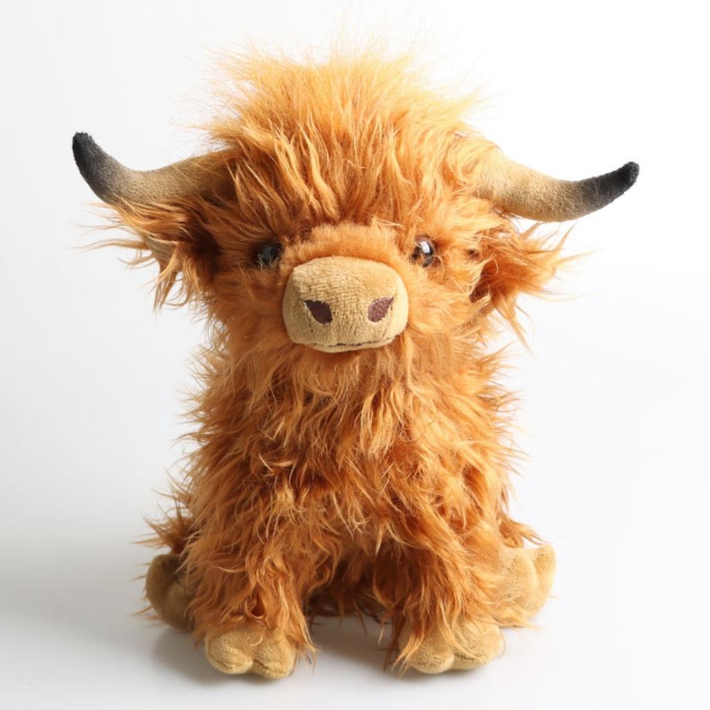 Fluffy Highland Cow Plush Toy Long Hair Scottish Stuffed Animals Kawaii Farm Animal Plushie Soft Squishy Gift For Kids Farm Deco