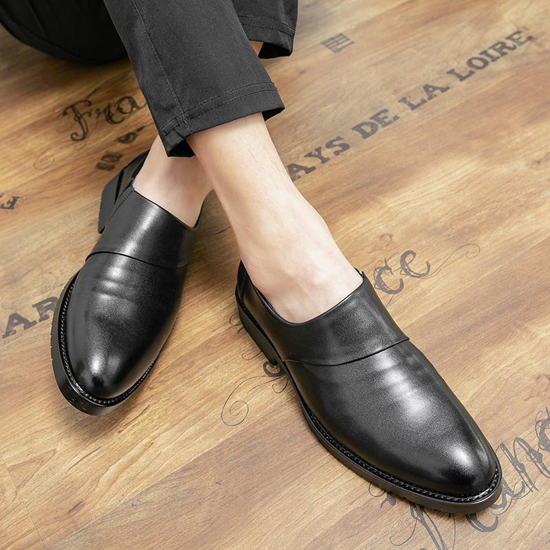 Модные мужские кожаные туфли с острым носком Модные мужские кожаные туфли в стиле минимализма для свадьбы, вечеринки, офиса, отдыха на природе, деловые мужские туфли из кожи