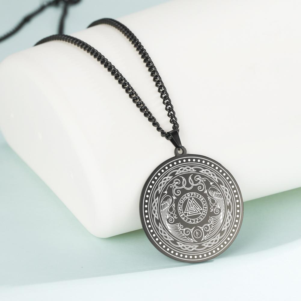 Ожерелье с подвеской Huginn and Muninn Raven Crow из нержавеющей стали Triquetra Celtics с узлом, рунический круг, амулет, ювелирные изделия викингов