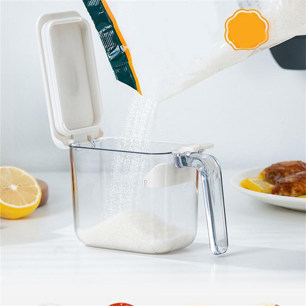 Clear Condiment Canisters Pots, Condiment Jar Container With Lids And Spoons,Seasoning Box Of Container Sugar Bowl For Kitchen