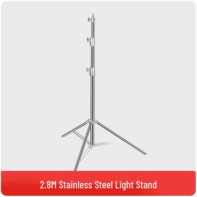 2.8m Stainless Steel All-Metal Light Stand for Photography, Thickened Fill Light & Multifunctional Background Bracket