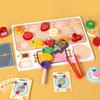 Wooden Play Toy Food Learning Early Education Fine Motor Skill Kids Kitchen Playset Pretend