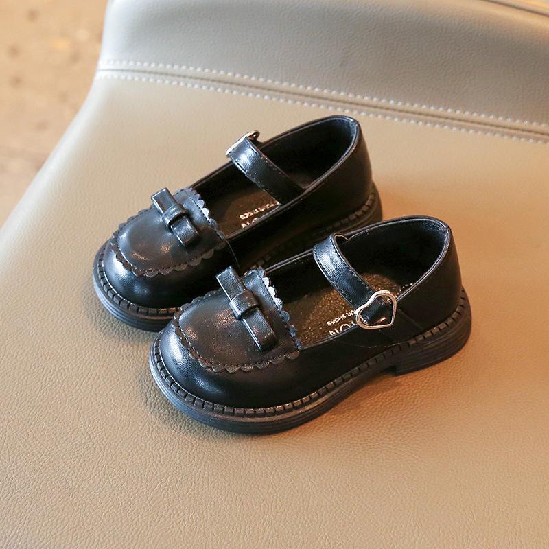 2024 Новые туфли Мэри Джейн для девочек, неглубокие однотонные черные мягкие туфли на платформе в стиле ретро, японские школьные кожаные мокасины с бантом на плоской подошве