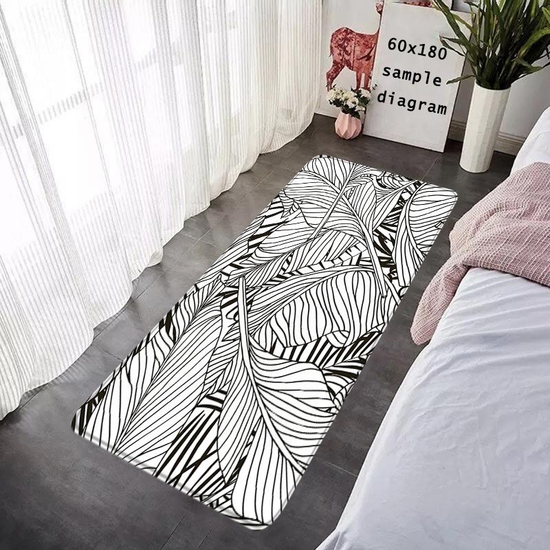 Floor Mat Nordic Tropical Leaf Pattern Non-slip Foot Rug Hallway Carpet Kitchen Water Absorbed Rugs Cozy Bedside Mats Home Decor