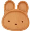 Children's Wooden Dish, Kids/Baby Plate, Divided Plate, Lunch Plate, Approx. 20 X 22 X 2 Cm, Beech Wood with Rabbit Design, Natural Wood, V-112