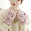 Women Girls Cute Half Finger Gloves Winter Flap Dual-purpose Thicken Mittens Gloves