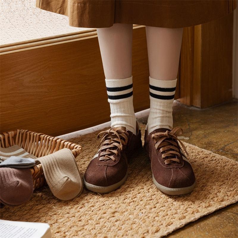 Spring and Autumn Mid-calf Cotton Socks for Women, Anti-odor Double-needle Pile Socks, Long Stockings for Warmth In Autumn and Winter