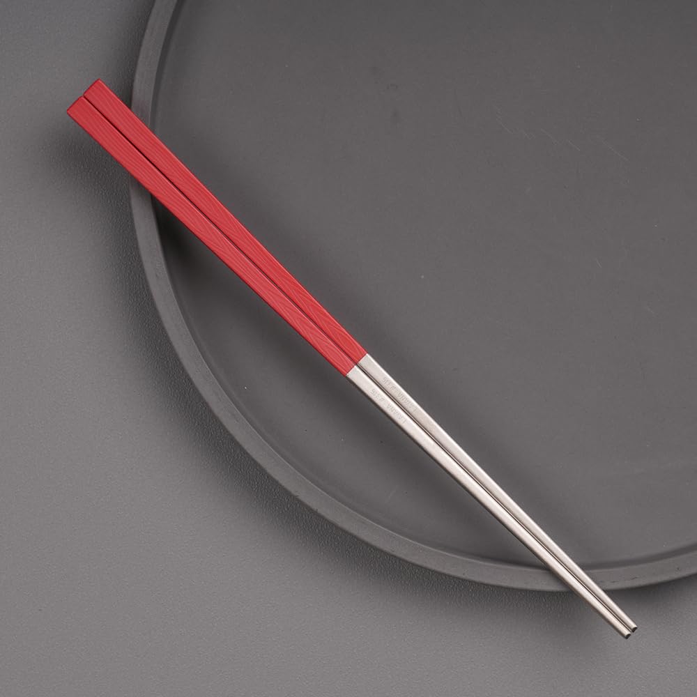 LAYANA Hashiga Series Red SUS316 Stainless Steel Square Luxury Perfect for Celebrations and Chopstick Set of Made in Taiwan Chopsticks, Shape, Gift,