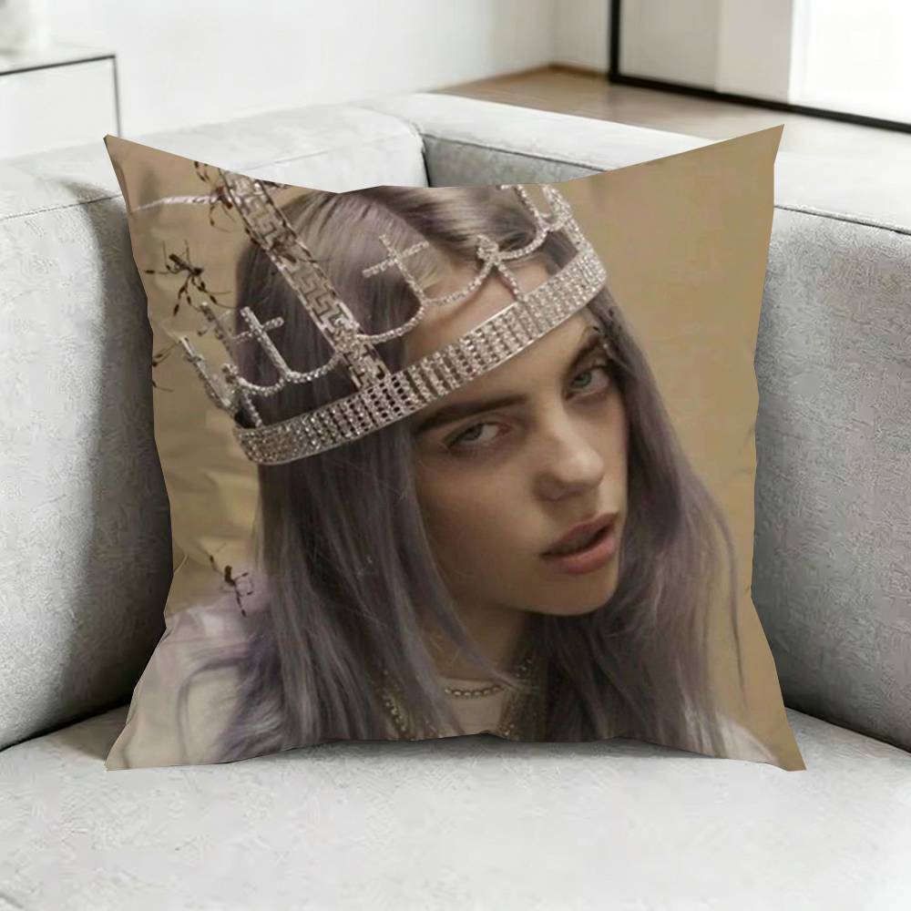 BillieE EEilish Bad Guy Pillow Case Square DoubleSided Sofa Cushion Cover Bedroom Bedside Pillow Gift