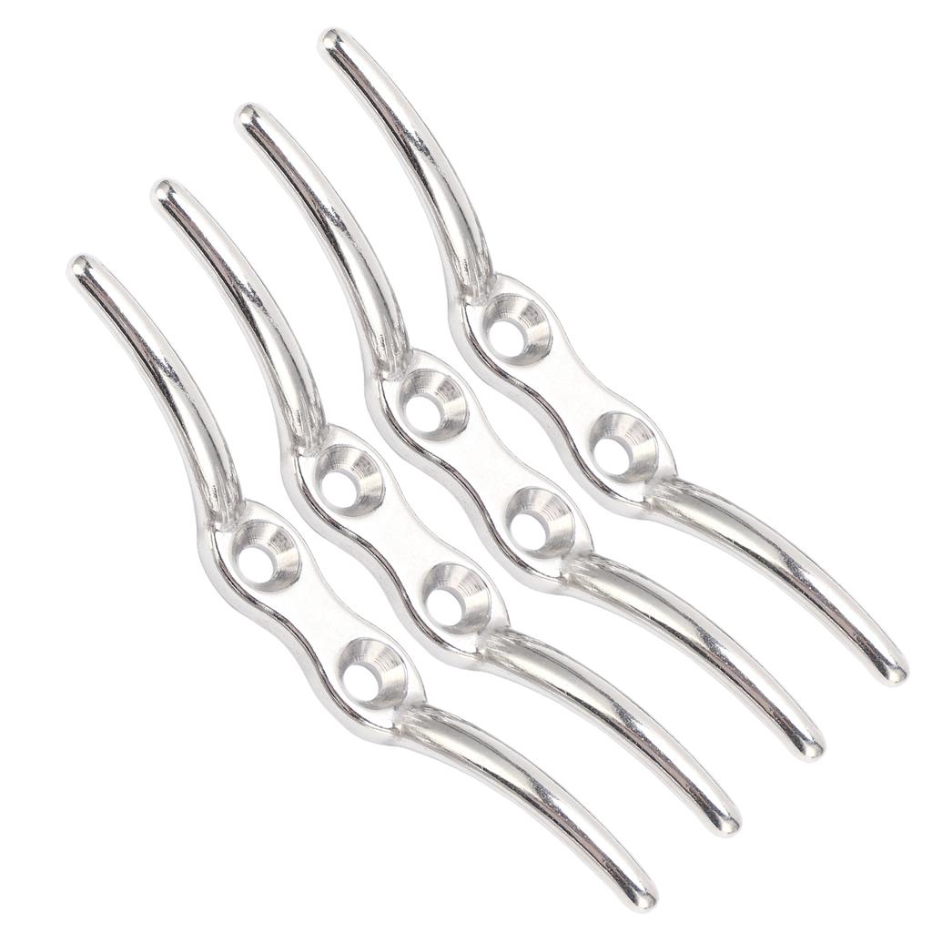 4 Pcs Rope Cleat Hook Stainless Steel Corrosion Resistance Durable Flagpole Boat Column Fixed Cleats150mm