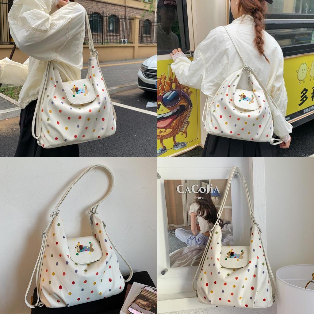 Pu Small Dog Shoulder Bag With Colorful Polka Dots For Daily Use And Casual Outings
