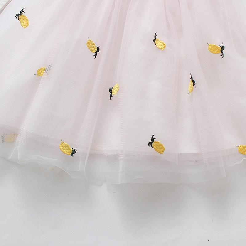 Сетчатое платье с короткими рукавами и принтом ананаса, для маленькой девочки