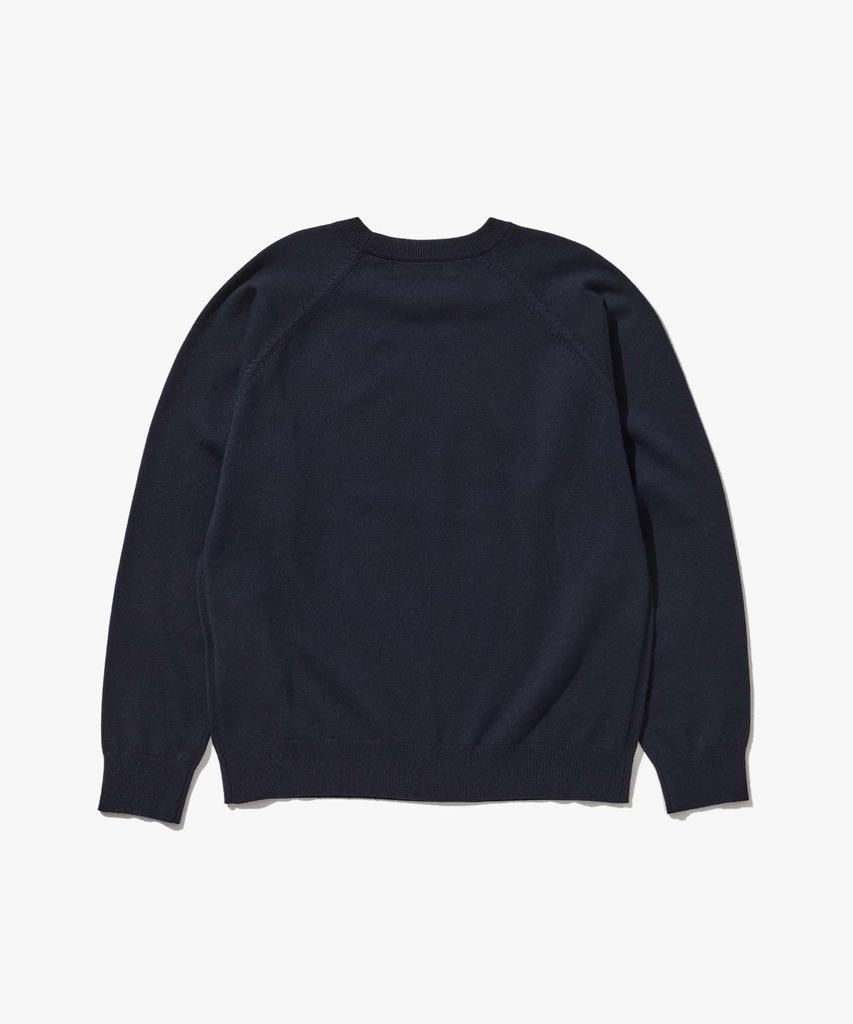 PLAC Raglan Line Jacquard Logo Pullover Knit Navy