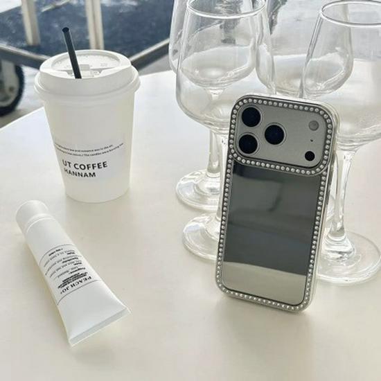 Чехол для iPhone 17 Pro Max с гальванизированными краями и стразами, подходит для iPhone 16/15/14/13/12/8, Всесторонне защитный чехол.