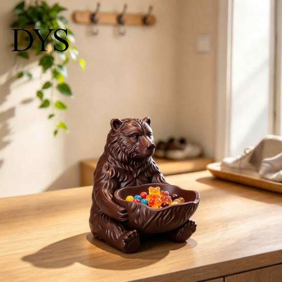 Настольный органайзер для дома, 3D-печатный коричневый мишка, шкатулка для мелочей, держатель для ключей, блюдце, настольный аксессуар, для офиса, конфет, мелких предметов, милое животное