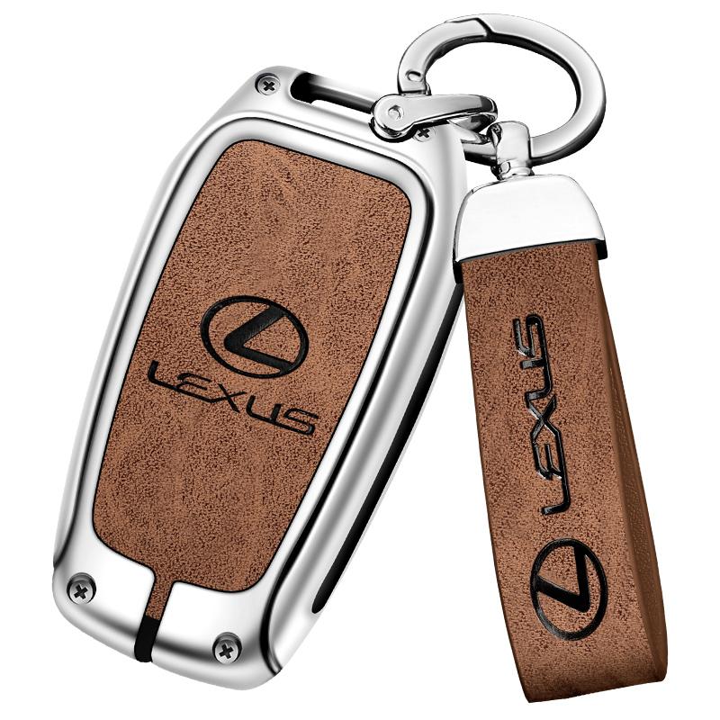 BJYL6 Interior Stickers 2/3/5 Buttons Zinc Alloy Leather Car Key Case Fob Cover Holder Keychain For Lexus LM300H LM Keyless Protection