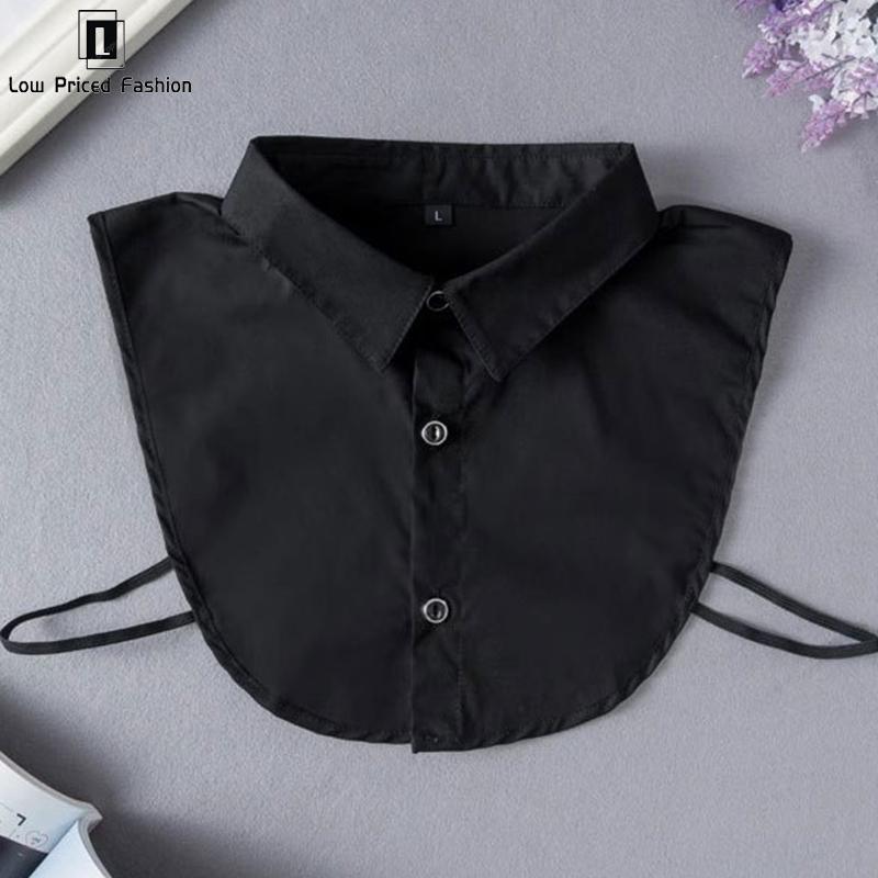 Women Fashion Solid Colour Black White Vertical Small Flip Collar Detachable Versatile Shirt Jumper Jumper Fashion False Collar