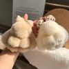 Cute Real Rex Rabbit Hair Bow Bunny Car Keychain Pendant Ins Plush Doll Book Bag Pendant