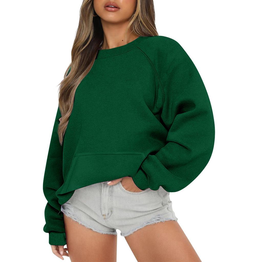 Women Autumn Winter Tops Women's Long Sleeve Sweatshirt Casual Crewneck Loose Fit Pollover Fleece Tops