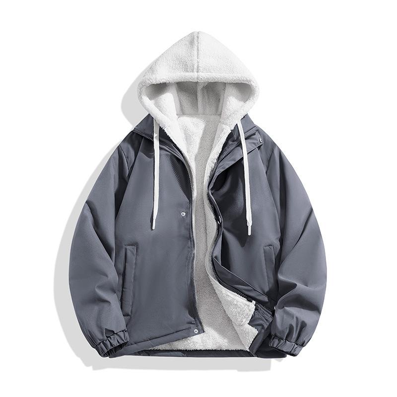 Мужские и женские пары с хлопковой подкладкой, с бархатом и толстым искусственным мехом, с капюшоном, свободный бейсбольный костюм для мужчин