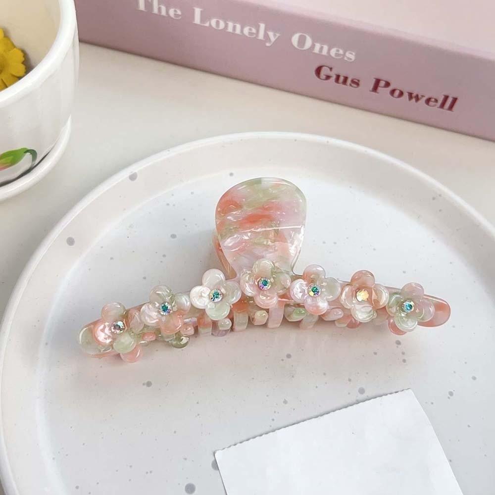 Elegant Straight Line Shaped Shark Clip Korean Style Acetic Acid Hair Claw Flower Hair Claw Gifts