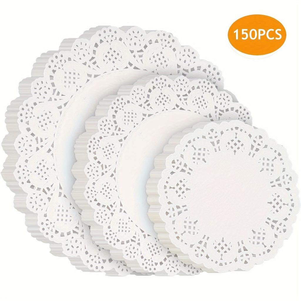 150pcs Paper Doilies Assorted Sizes Disposable Lace Paper Doilies For Tables, Round Paper Placemats Bulk For Cakes Desserts Crafts Suitable For Bakery