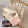 Winter Warm Gloves Plush Cartoon Cute Christmas Snowman Five-Fingered Gloves Can Student Girls