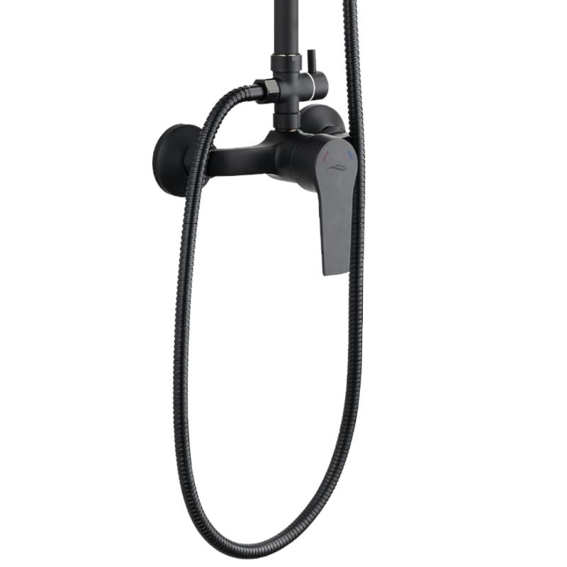 Black Enna Rain Shower with Tap - Luxury Shower Set with Hydromassage