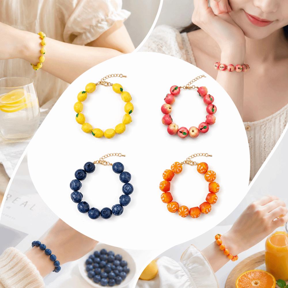 Gold Tone Clasp Charm Bracelet Glossy Beads Beaded Wrist Jewelry Party Accessory
