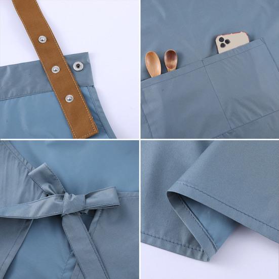 Однотонный кухонный фартук с двойными карманами, водонепроницаемый, маслостойкий, регулируемый, дышащий, мужской, женский, шеф-повар, для готовки, выпечки, фартук-нагрудник