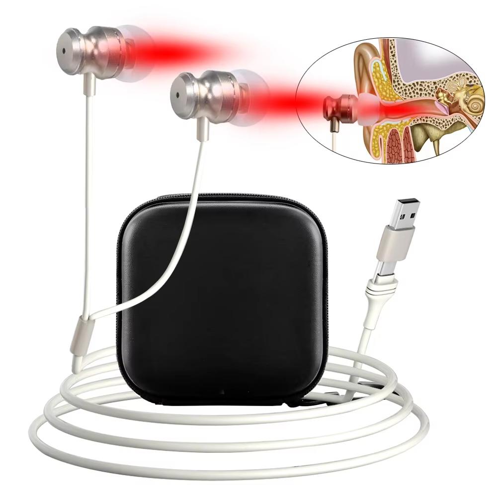 Portable 650nm Red Light Ear Comfort Device Rechargeable Adjustable Intensity for Personal Relaxation and Ear Care Home Use