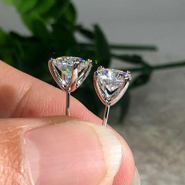 Настоящие серьги-гвоздики с муассанитом 1 карат для женщин, 100% цвет, высококачественные серьги, женские, сверкающие, свадебные, золотого цвета, серьги, роскошные