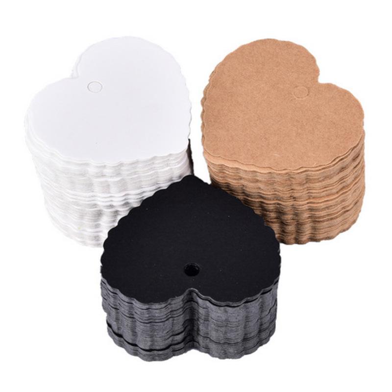 100pcs Kraft Paper Heart Shaped Small Label DIY Jewelry Blank Hanging Tag Card