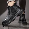 Autumn and Winter Men's Short Boots Trendy Minimalist Designer Style Outdoor Leisure Party Daily Office Motorcycle Leather Shoes