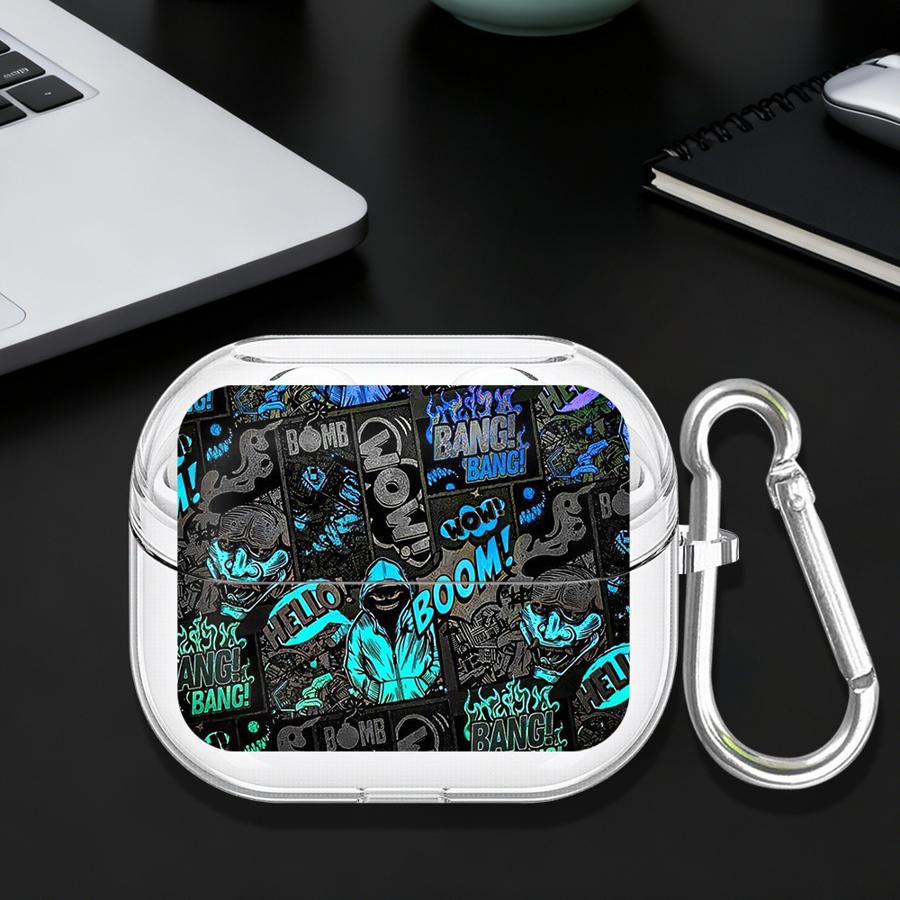 Крутой чехол Boom Man для Samsung Galaxy Buds 4 Pro 3 FE Live 3Pro 4Pro 2Pro 2 Прозрачные чехлы для наушников Cover с крючком