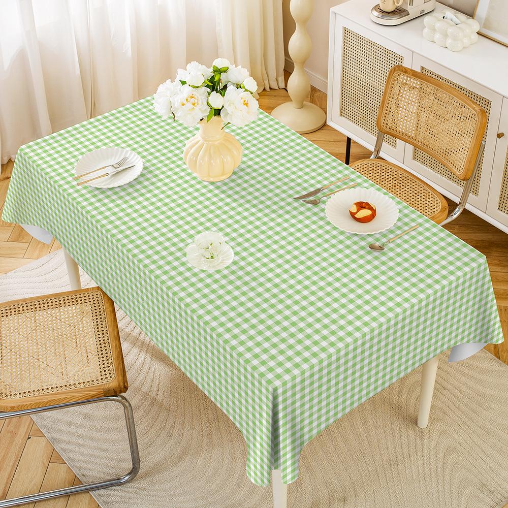 Противоскользящая подставка для фруктов Клетчатая скатерть ПВХ Водонепроницаемая и маслостойкая Арендный дом Однотонная Прямоугольная скатерть для стола Кофейный столик Скатерть