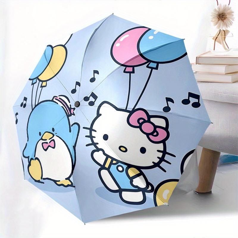 Penguin, Hello Kitty Automatic Opening and Closing Parasol Compact Travel Umbrella with 8 Ribs for Women and Men Ideal Birthday/Christmas Gi